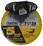DeWalt DW3578G5 7-1/4-Inch 24 Tooth ATB Thin Kerf Framing Saw Blade, 5 Pack with Free DeWalt Framing Sunglasses