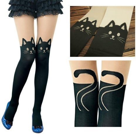 Lovely Sexy Tights Stockings Cat Tail Leggings Tattoo Socks Sheer Lady Pantyhose
