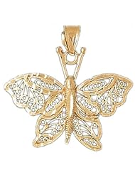 Dazzlers Solid 14k Gold Filigree Butterfly Charm Pendant Available in three colors from jewelsberry (weights: 3.5 grams only)