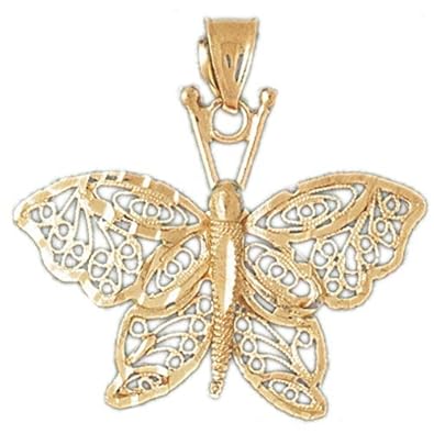 Cheap Girls Jewelry Dazzlers Solid 14k Gold Filigree Butterfly Charm Pendant Available in three colors from jewelsberry (weights: 3.5 grams only) For Sale