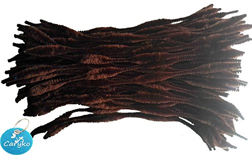 Caryko Fuzzy Bump Chenille Stems Pipe Cleaners, Pack of 100 (Coffee)