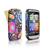 Yousave Accessories Schutzhülle aus Silikongel für HTC Wildfire S, mit Displayschutzfolie, Quallen-Design