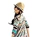 Icibgoods Fashion Bohemian Rainbow Striped Beach Sun Straw Hat Cap Beige