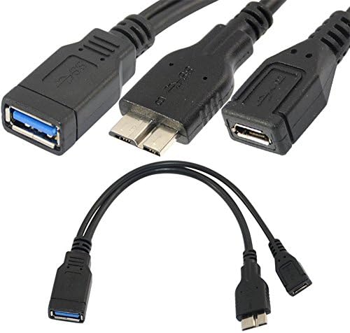 USB 3.0 A Female to USB2.0 Micro B Female+ 3.0 Micro B Male Y Splitter OTG Cable