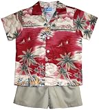 Cabana Set - Hawaiian Dreamscape Boy's Hawaiian Aloha Camp Shirt & Cotton Shorts 2PC Set
