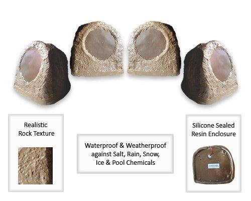 Acoustic Audio RS6SB-4PKG 2 Pair Brown 250 Watt Outdoor Rock Speakers