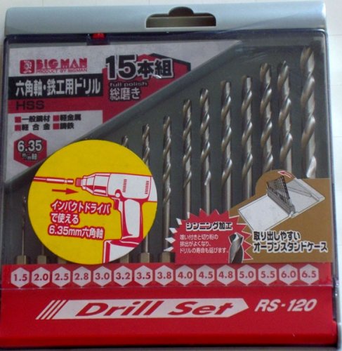 ＢＭ　六角軸ドリル１５本組　鉄工用　ＲＳ－１２０