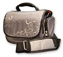 modische silbergraue Kamera/Camcordertasche EX18, Fotoschutztasche mit super Polsterung und Zubehörfächern, Innenmaß ca. 200x100x130mm, passend für Nikon D3100