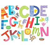 Wallies Peel & Stick Vinyl Wall Decals, Alphabet Fun Wall Stickers, Includes 26 Letter Stickers and 