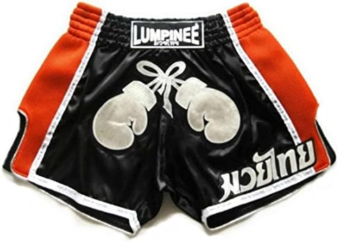 Muay Thai Kick Boxing Shorts Trunks Black Size L Satin Retro Twin Gloves