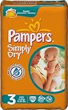 Pampers Simply Dry Size 3 (9-20 lbs/4-9 kg) Nappies - 2 x Economy Packs of 60 (120 Nappies)