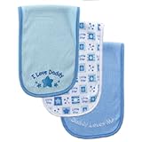 Luvable Friends "I Love" Baby Burp Cloths, 3 Pack, Blue-Daddy