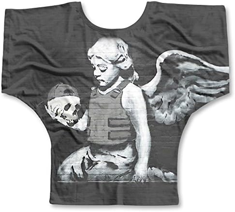 Banksy Angel With A Skull Street Art Ladies Bat Wings Top, XXL