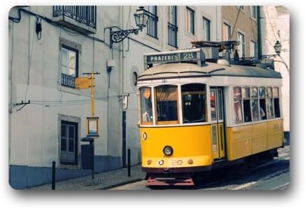 Custom retro trolley bus Durable Indoor/Outdoor Stain - Resistant Door Mat 23.6"(L) x 15.7"(W)
