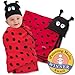 Sozo Girls Ladybug Swaddle Blanket & Cap Set, Red/Black, One Size