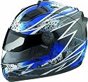 GMAX GM 68S Full Face Motorcycle Helmet Silver/Blue w/LED Lights Med