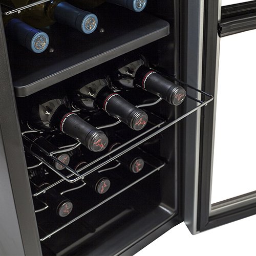 Koldfront 18 Bottle Dual Zone Thermoelectric Wine Cooler Silver/Black