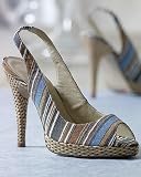 Striped peep-toe slingback