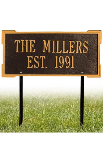 Roanoke Two-Line Standard Lawn Address Plaque - standard/2 line, Oil Rubbed Bronze
