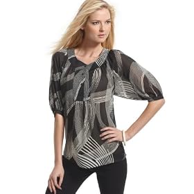 AK Anne Klein Top, Elbow Sleeve Printed
