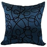Steel Blue Abstract Loops 18"x18" Decorative Silk Throw Pillow Cover