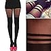 Sexy Womens Mock Over Knee Stripe Tihgts Stockings Pantyhose