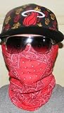SKI,SKATE, SPORTS, & BIKERS RED PAISLEY TUBE STRETCHABLE FACE MASK 22 X 22 (BREATHABLE)