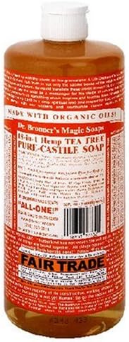 Dr. Bronner's Magic Soaps Pure-Castile Soap, 18-in-1 Hemp Tea Tree, 32-Ounce Bottles (Pack of 2)