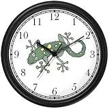 Gecko Animal Wall Clock by WatchBuddy Timepieces (Black Frame)