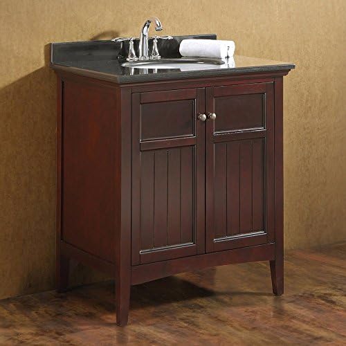 OVE Velega-36 Bathroom 36-Inch Vanity Ensemble with Marble Countertop and Ceramic Basin, Tobacco