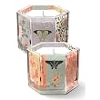 Asian Design 6-Sided Hexagonal Transferware Glass Candle