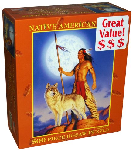 Native American Series 500-Piece Jigsaw Puzzle - Indian & Wolf