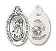 Sterling Silver St. Christopher US Marine Corp. Marines Medal Pendant Military Armed Forces with 24" Stainless Chain in Gift Box