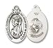Sterling Silver St. Christopher US Marine Corp. Marines Medal Pendant Military Armed Forces with 24" Stainless Chain in Gift Box