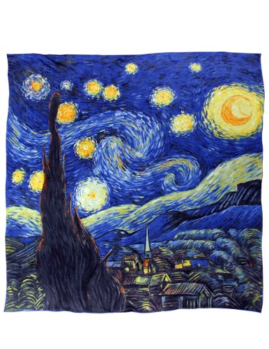 Dahlia Women's 100% Luxury Square Silk Scarf - Van Gogh's Painting Collection