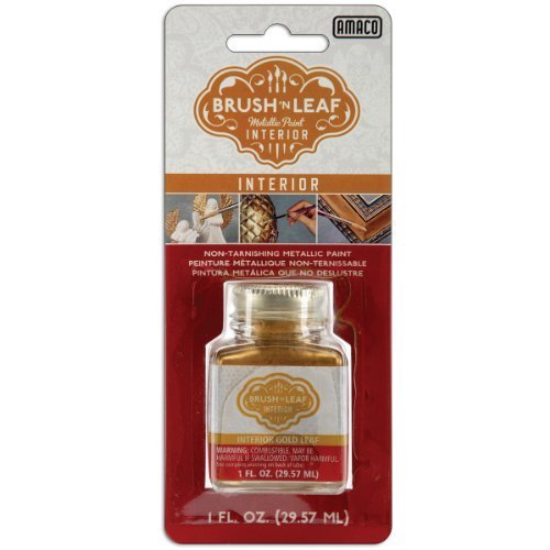 Amaco 1-Ounce Brush and Leaf Interior Metallic Paint, Gold by Notions - In Network