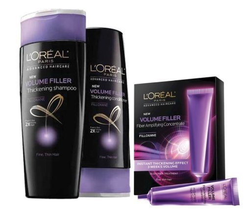 L'Oreal Volume Filler Thickening Shampoo and Conditioner 12.6 fl oz each and Volume Filler Fiber Amplifying Concentrate 0.5 fl oz