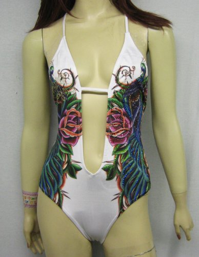 Christian Audigier Peacock Swimsuit Size XS