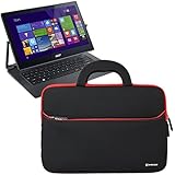 Evecase Acer Aspire R 13 Series 13.3-Inch Convertible 2 in 1 Laptop Ultra-Portable Neoprene Carrying Sleeve Case Bag Cover - Black/ Red