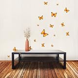 Nursery Easy Apply Wall Sticker Decorations - Flock of Vibrant Pink Orange Butterflies