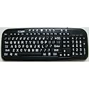 New Improved EZsee by DC Large Print Keyboard, Black KeyBoard Background and Frame with White Letters or Characters, Wired USB Connector