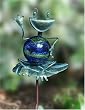Hello Froggie Glow in the Dark Glass Gazing Globe Garden Stake Statuary