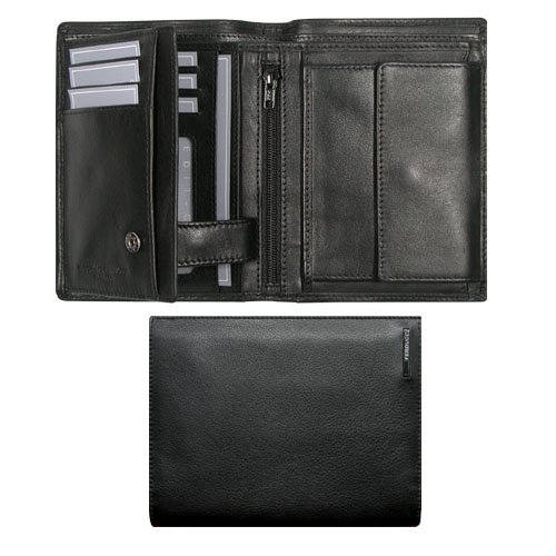 Kombibörse, Geldbörse, Geldtasche, schwarz, Rindleder