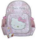 Pink Small Backpack With Silver Trimming and LED Keyring