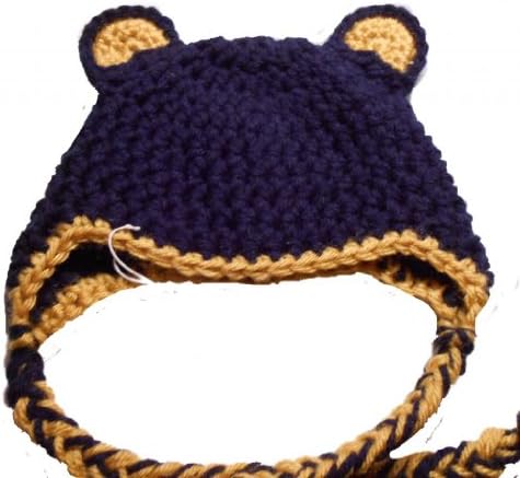 Sweet Lullabiez Handmade Blue & Gold California Bear Beanie / Hat Size 12-24 Months