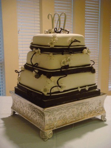 Classic Beautiful Design! Silver Wedding Square Cake Stand 12