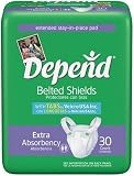 Depend Belted Shields with Tabbed Straps, Extra Absorbency, Case of Four-30 Count (120 Undergarments)