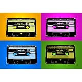 Professionally Framed Audio Cassette Tapes Bright Pop Art Print Poster - 11x17 with RichAndFramous Black Wood Frame