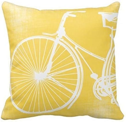 Yellow Bicycle Square Throw Pillow Case Cushion Cover Fashion Home Decorative Pillowcase Cotton Polyester Pillow Cover(45cm x 45cm, Two Sides) by DIY ARTICLE