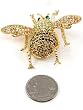 Adorable Ice, Amber & Black Crystal Honeybee Broach Lapel Pin - Goldtone Finish